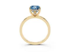 Fancy Blue Princess Cut Diamond Solitaire Ring Set in Yellow gold with Plain Band and Prong Setting