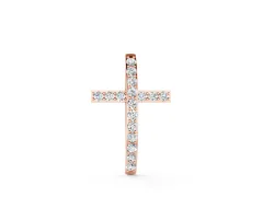Pavé Round Diamond Cross Pendant Set in Rose gold with Classic Straight Arms