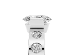 Oval Cut Diamond Channel-Set Band Ring Set in Silver with Bezel Prong Setting
