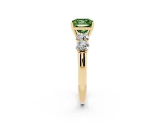 Fancy Green Princess Cut Diamond Five-Stone Prong Set Ring Set in Yellow gold with Classic Band