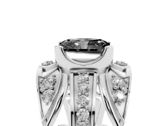 Fancy Black Radiant Cut Diamond Art Deco Ring Set in Silver with Pavé Split Shank