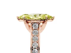 Fancy Yellow Marquise Cut Diamond Solitaire Pavé Engagement Ring Set in Rose gold with Prong Setting