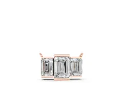 Emerald Cut Three-Stone Bar Pendant Set in Rose gold with Bar Prong Setting
