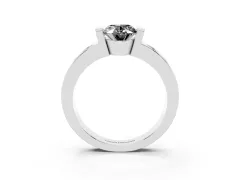 Fancy Black Oval Cut Diamond Channel-Set Band Ring Set in Platinum with Bezel Prong Setting