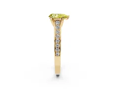 Fancy Yellow Pear Cut Diamond Solitaire Pavé Engagement Ring Set in Yellow gold with Prong Setting