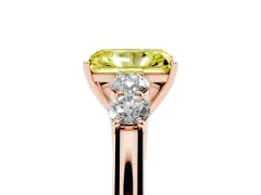 Fancy Yellow Radiant Cut Diamond Five-Stone Prong Set Band Ring Set in Rose gold with Polished Band