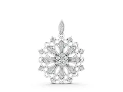 Round Diamond Cluster Pendant Set in White gold with Milgrain Floral Frame