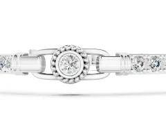 Round Diamond Bezel-Set Tennis Bracelet Set in Silver with Pavé Band