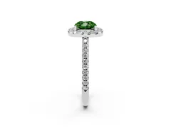 Fancy Green Cushion Cut Diamond Pavé Halo Ring Set in Platinum with Prong Setting