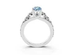 Fancy Blue Pear Cut Diamond Pavé Engagement Ring Set in White gold with Prong Setting