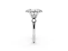 Marquise Cut Diamond Floral Halo Ring Set in Platinum with Shared Prong Band
