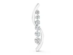 Round Diamond Curved Pendant Set in White gold with Prong-Set Linear Row