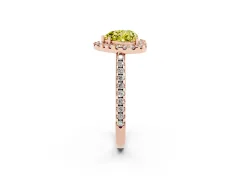Fancy Yellow Heart Cut Diamond Pavé Halo Ring Set in Rose gold with Prong Setting