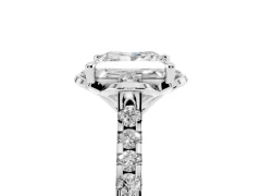 Princess Cut Diamond Solitaire Ring Set in Silver with Pavé Band and Floral Prong Setting