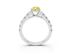 Fancy Yellow Pear Cut Diamond Solitaire Ring Set in Silver with Cut-Down Micro Pavé Band and Prong Setting