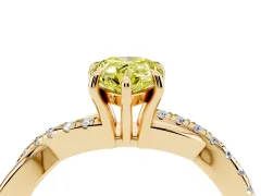 Fancy Yellow Pear Cut Diamond Twisted Pavé Band Ring Set in Yellow gold with Prong Setting