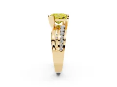 Fancy Yellow Radiant Cut Diamond Solitaire Ring Set in Yellow gold with Channel Set Split Shank and Tension Prongs