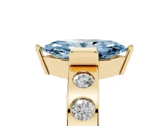Fancy Blue Marquise Cut Diamond Channel-Set Band Ring Set in Yellow gold with Bezel Prong Setting