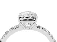 Radiant Cut Diamond Pavé Solitaire Engagement Ring Set in Platinum with Prong Setting