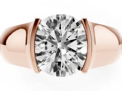 Round Cut Diamond Bezel Solitaire Ring Set in Rose gold with Wide Band