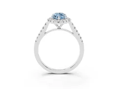 Fancy Blue Marquise Cut Diamond Halo Pavé Engagement Ring Set in White gold with Prong Setting
