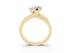 Heart Cut Diamond Solitaire Ring Set in Yellow gold with Channel Set Split Shank and Tension Prongs