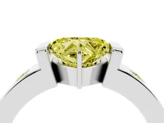 Fancy Yellow Heart Cut Diamond Channel-Set Band Ring Set in White gold with Bezel Prong Setting