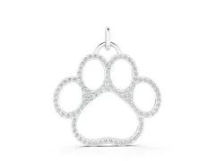 Pavé Round Diamond Paw Pendant Set in White gold with Prong Setting