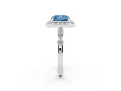 Fancy Blue Radiant Cut Diamond Halo Engagement Ring Set in White gold with Twisted Band and Prong Setting