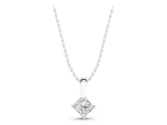 Princess Cut Diamond Pendant Set in Silver with Square Bezel Frame