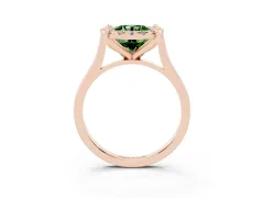 Fancy Green Round Cut Diamond Cluster Halo Solitaire Ring Set in Rose gold with Prong Setting