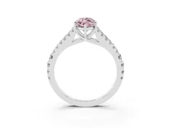 Fancy Pink Marquise Cut Diamond Split Shank Pavé Engagement Ring Set in White gold with Prong-Held Center Stone