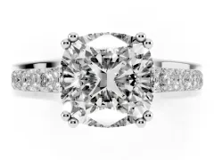 Cushion Cut Diamond Channel Set Solitaire Engagement Ring Set in Platinum with Prong Setting