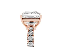 Princess Cut Diamond Pavé Solitaire Engagement Ring Set in Rose gold with Prong Setting