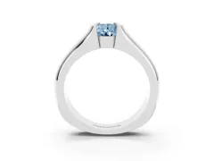 Fancy Blue Pear Cut Diamond Bezel Solitaire Ring Set in Silver with Wide Band