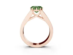 Fancy Green Heart Cut Diamond Solitaire Ring Set in Rose gold with Channel-Set Accent Stones and Prong Setting