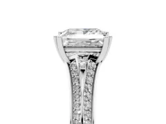 Princess Cut Diamond Split Shank Pavé Engagement Ring Set in Platinum with Prong-Set Center Stone