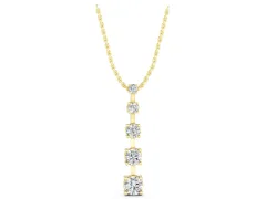 Vertical Bar Pendant Set in Yellow gold with Prong-Set Round Diamonds