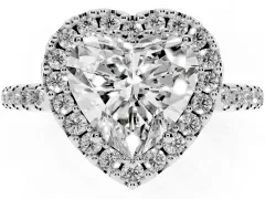 Heart Cut Diamond Pavé Halo Ring Set in Silver with Prong Setting