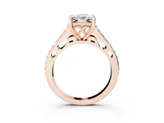 Princess Cut Diamond Prong Set Solitaire Engagement Ring Set in Rose gold with Pavé Band