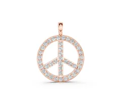 Round Brilliant Pavé-Set Diamond Peace Pendant Set in Rose gold with Prong Setting