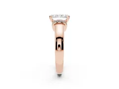 Radiant Cut Diamond Pavé Band Solitaire Ring Set in Rose gold with Prong Setting