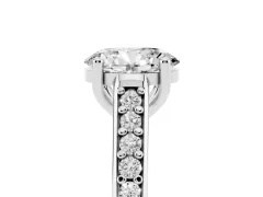 Oval Cut Diamond Prong Set Solitaire Engagement Ring Set in Platinum with Pavé Band