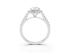 Oval Cut Diamond Halo Pavé Engagement Ring Set in White gold with Prong Setting