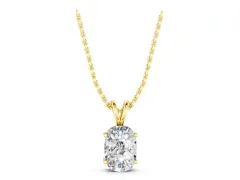 Old Mine Cushion Diamond Solitaire Pendant Set in Yellow gold with Four-Prong Setting