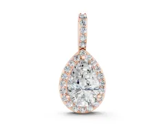 Pear Diamond Halo Pendant Set in Rose gold with Prong Setting