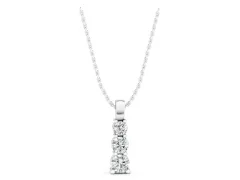 Round Diamond Vertical Pendant Set in Silver with Stacked Prong-Set Stones