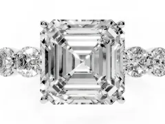 Asscher Cut Diamond Five-Stone Prong Set Band Ring Set in Silver with Polished Band