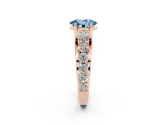 Fancy Blue Oval Cut Diamond Pavé Engagement Ring Set in Rose gold with Prong Setting