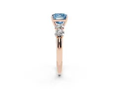 Fancy Blue Princess Cut Diamond Five-Stone Prong Set Ring Set in Rose gold with Classic Band